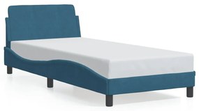 373096 vidaXL Cadru de pat cu tăblie, albastru, 90x190 cm, catifea