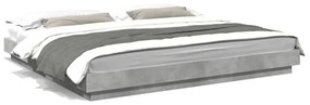 3281073 vidaXL Cadru de pat cu lumini LED gri beton 200x200 cm lemn prelucrat