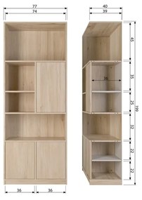 Bibliotecă modulară cu aspect de lemn de stejar 77x199 cm Modulair – vtwonen