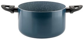 Oala cu capac din sticla Luigi Ferrero Prima FR-2245D, 22x13 cm, 4.5 l, Acoperire antiaderenta cu efect de marmura, Inductie, Albastru