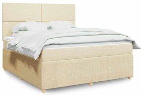 vidaXL Pat continental cu saltea, crem, 180x200 cm, textil