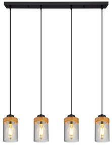 Lustra cu 4 pendule design modern FINCA negru mat, maro inchis