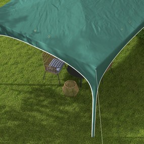 Outsunny Cort cu Copertină Pliabilă 3x3m Adăpost Soare Înălțime Reglabilă Geantă Transport Saci Nisip Verde | Aosom Romania