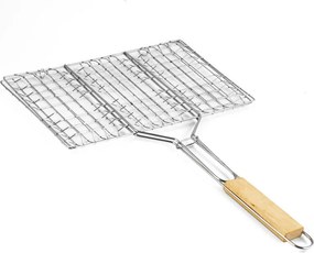 Gratar pentru burgeri Muhler 1001837, 32 x 19 x 48 cm, Otel inoxidabil, Maner din lemn, Argintiu