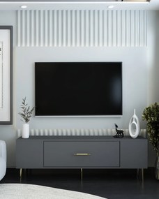 Comoda TV, Hanah Home, Dekos, 150x48.2x29.6 cm, Antracit / Aur