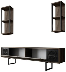Set de mobilier pentru living Black, Nuc- Negru