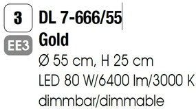 Lustra LED design LUX PRISM 55cm, 24K gold plated
