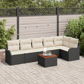 vidaXL Set de canapele pentru grădină 7 pcs Negru Rattan poli