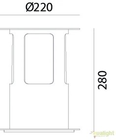 Stalp de exterior modern inaltime 28cm cu protectie IP65, Porto 258.01.FF