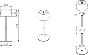 Lampă LED reîncărcabilă dimabilă Zuma Line ETLED-658-CM POCO LED/2W/1200 mAh IP44 crem