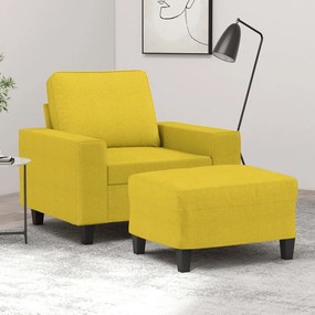 vidaXL Fotoliu canapea cu taburet, galben deschis, 60 cm, textil