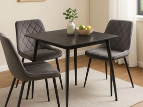 Masa de dining RION 80x80 cm cu blat ceramic, marmura neagra