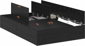 vidaXL Cadru de pat cu depozitare Stejar Negru 120 x 200 cm