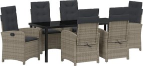 vidaXL Set de masă pentru grădină cu pernă 7 pcs Gri poliratan