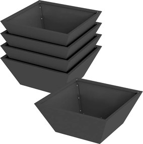 vidaXL Vază pentru Grădină 5 pcs Negru 40 x 40 x 15 cm