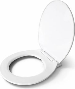 Capac WC SOFTY, închidere lentă (soft-close), alb, plastic, sistem anti-trântire