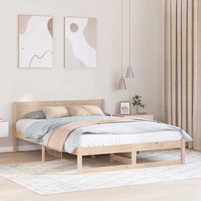 vidaXL Cadru de Pat Natural Lemn Masiv de Pin 140 x 200 cm Durabil