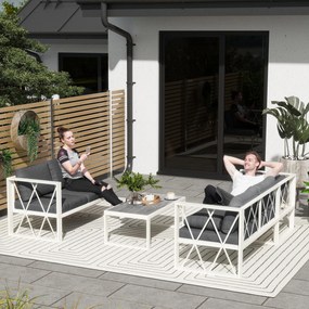 Outsunny Set Mobilier de Grădină din 4 Piese cu 2 Canapele, Fotoliu Reglabil și Măsuță de Cafea, 121x61x62 cm, Gri | Aosom Romania