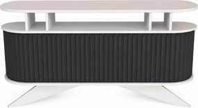 Comoda STOR, alb/gri antracit, PAL melaminat, 150x43x75 cm