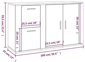 Servanta, gri sonoma, 100x33x59,5 cm, lemn compozit