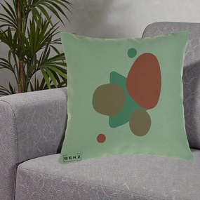 Perna Decorativa Abstract Forme Coral Turcoaz, 40x40 cm, Verde, Husa Detasabila, Perna Inclusa, BEKZ®