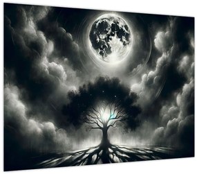 Tablou – Arbore alb-negru în lună plină (70x50 cm)