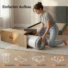 HOMCOM Saltea 140x200cm H3 mediu-firmă 20 cm Înălțime Ergonomică, Respirantă din spumă memory cu gel, OEKO-TEX &amp; CertiPUR | Aosom Romania