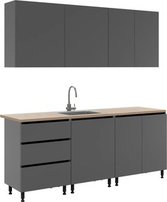 Mobilier de bucătărie, 2 m, grafit, ASTI