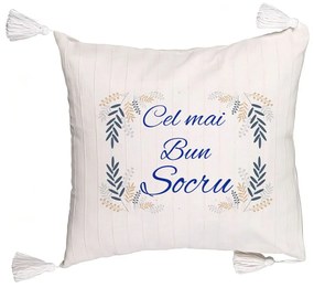 Perna Decorativa cu Franjuri pentru Socrul 1, 45x45 cm, Cu fermoar