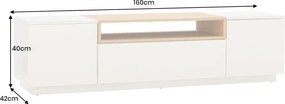 Comoda TV LOFT 160cm natur/ alb