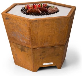Hekla 2 în 1, șemineu, Ø 60 cm, rezistentă la apă și îngheț, placă de grătar, grătar de grătar