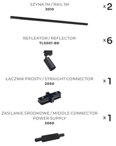 Spot în sistem de șină Zuma Line 3021 TUBE 6xGU10/35W/230V negru