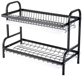 Suport vesela cu doua nivele, negru, 39 X 23,5 X 42 cm