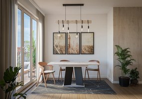 Masă de sufragerie Mulnu (gri deschis + Negru) (pentru 4 până la 6 persoane). 1055225