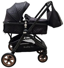 Carucior nou nascuti 2 in 1 Baby Care X2S, Maner reversibil, Cu geanta bebe, Amortizoare, Roti din cauciuc plin AVE, Spatar reglabil 3 trepte, Plasa