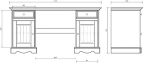 Birou lemn masiv nuc Linea Alb-, 155 × 54 × 77 cm