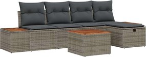vidaXL Set de canapele pentru grădină cu pernă 6 pcs Gri poliratan