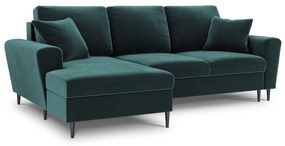 Coltar extensibil Kyoto 4 locuri catifea picioare negre
