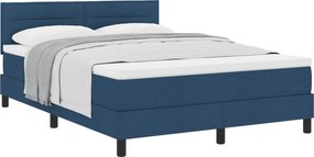 vidaXL Pat cu arcuri cu saltea albastru 140 x 190 cm țesătură