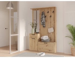 Panou pentru hol KAVI cu oglindă, stejar artisan