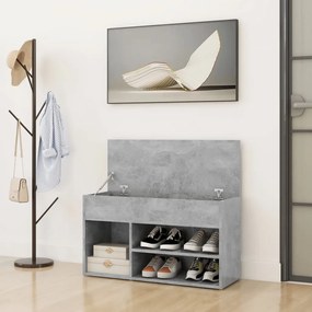 Banchetă pantofar, gri beton, 80x30x45 cm, pal