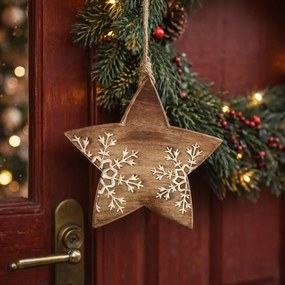 Decorațiune din lemn de mango 4Home Snowflake Star, 20 cm