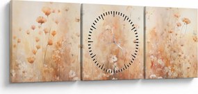 Tablou - Model de flori sălbatice (cu ceas) (90x30 cm)