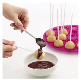 Formă din silicon pentru cake pops Lékué Pops, ⌀ 26,5 cm, roz