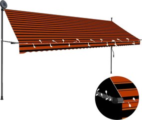 vidaXL Copertină retractabilă manual cu LED, portocaliu & maro, 400 cm