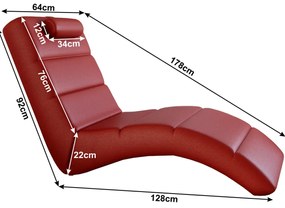 Fotoliu relaxant, piele eco roşie, la comandă, LONG