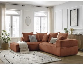 Colțar teracotă cu tapițerie din chenille (cu colț pe partea stângă/în formă de ”L”) Whesley – Bobochic Paris