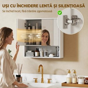 HOMCOM，Dulap de Baie Suspendat, Uși Soft-close, Raft Reglabil，60 x 16 x 60 cm，Alb | Aosom Romania
