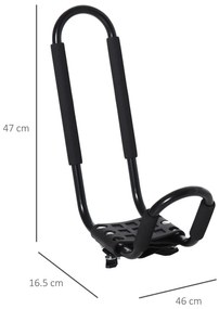 HOMCOM Set 2 Suporturi Universale pentru Caiac/Canoe/Paddleboard, Montare pe Bagaj, Negru, 46x16.5x47cm | Aosom Romania