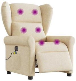 vidaXL Fotoliu electric de masaj rabatabil, crem, textil